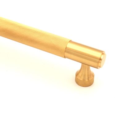 Click Here To Enlarge This Photo Of SB2413SB - Spira Brass Knurled Bar Handles 130mm Centres - Satin Brass