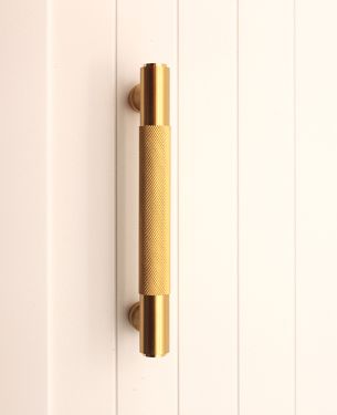 Click Here To Enlarge This Photo Of SB2413SB - Spira Brass Knurled Bar Handles 130mm Centres - Satin Brass