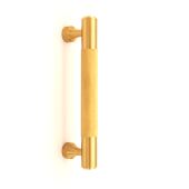 SB2413SB - Spira Brass Knurled Bar Handles 130mm Centres - Satin Brass