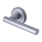 SC-3052-SC M.Marcus Sorrento Door Handle Lever Latch on Round Rose Shuttle Design Satin Chrome Finish