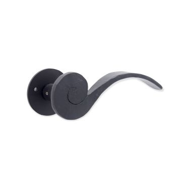 Click Here To Enlarge This Photo Of FC101 - Spira Brass Ferro Lever Handle on Round Rose - (Unsprung) - Black Iron