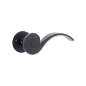 FC101 - Spira Brass Ferro Lever Handle on Round Rose - (Unsprung) - Black Iron