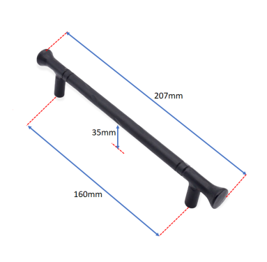 Click Here To Enlarge This Photo Of FC213 - Spira Brass Dona Pull Handle Medium 160mm c/c - Black Iron