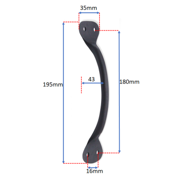 Click Here To Enlarge This Photo Of FC230 - Spira Brass Hammered Pull Handle Large 200mm - Black Iron
