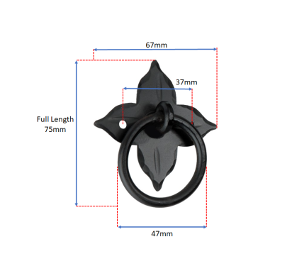 Click Here To Enlarge This Photo Of FC251 - Spira Brass Floret Ring Drop Pull - Black Iron