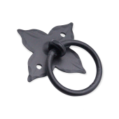 FC251 - Spira Brass Floret Ring Drop Pull - Black Iron