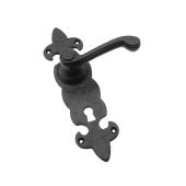 BI1101 - Spira Brass Fleur De Lys Lock Lever Handles - Black Antique