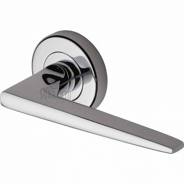 Click Here To Enlarge This Photo Of SC-3450-PC M.Marcus Sorrento Door Handle Lever Latch on Round Rose Swift Design Polished Chrome Finish