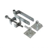 TIMCO AFHP450G - Galvanised Adjustable Fieldgate Hinge Set with Hook on Plate  to suit 1200-2700mm Wide Gates