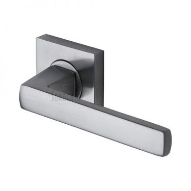Click Here To Enlarge This Photo Of SC-4062-SC M.Marcus Sorrento Door Handle Lever Latch on Round Rose Axis Design Satin Chrome Finish