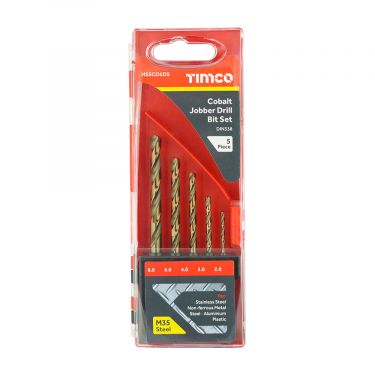 Click Here To Enlarge This Photo Of TIMCO HSSCO5DS - 5pc HSS Cobalt Jobber Drill Bit Set