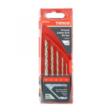Click Here To Enlarge This Photo Of TIMCO HSSG5DS - 5pc HSS M2 Ground Jobber Drill Bit Set