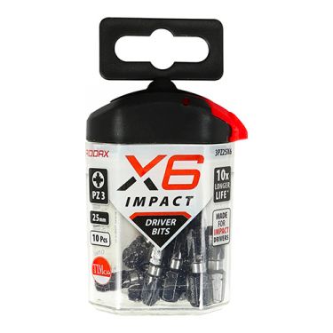 Click Here To Enlarge This Photo Of TIMCO 3PZ25X6 - X6 Impact Pozi Driver Bits No.3 x 25mm (10pcs)