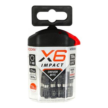 Click Here To Enlarge This Photo Of TIMCO 40TX25X6 - X6 Impact TX Drive Driver Bits TX40 x 25mm (10pcs)