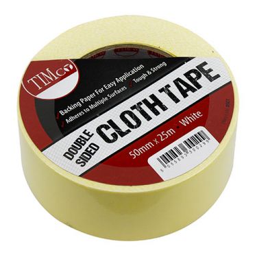 Click Here To Enlarge This Photo Of TIMCO DSCT - 50mm x 25m White Double Sided Cloth Tape