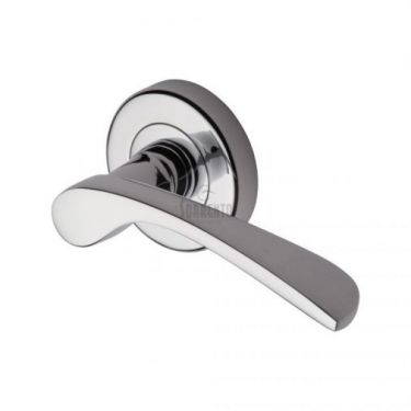 Click Here To Enlarge This Photo Of SC-5380-PC M.Marcus Sorrento Door Handle Lever Latch on Round Rose Arcadia Design Polished Chrome Finish