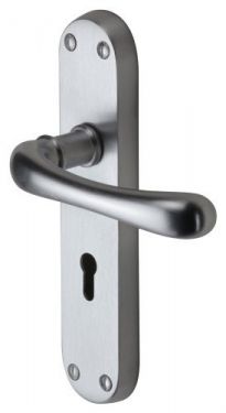 Click Here To Enlarge This Photo Of SC-6350-SC M.Marcus Sorrento Door Handle Lever Lock Donna Design Satin Chrome Finish