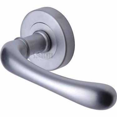 Click Here To Enlarge This Photo Of SC-6352-SC M.Marcus Sorrento Door Handle Lever Latch on Round Rose Donna Design Satin Chrome Finish