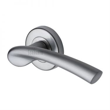 Click Here To Enlarge This Photo Of SC-6743-SC M.Marcus Sorrento Door Handle Lever Latch on Round Rose Paris Design Satin Chrome Finish