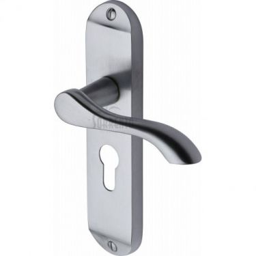 Click Here To Enlarge This Photo Of SC-7348-SC M.Marcus Sorrento Door Handle For Euro Profile Plate Aurora Design Satin Chrome Finish