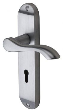 Click Here To Enlarge This Photo Of SC-7350-SC M.Marcus Sorrento Door Handle Lever Lock Aurora Design Satin Chrome Finish