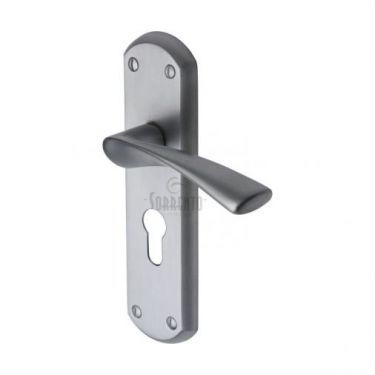 Click Here To Enlarge This Photo Of SC-7648-SC M.Marcus Sorrento Door Handle Euro Profile Plate Atlanta Design Satin Chrome Finish