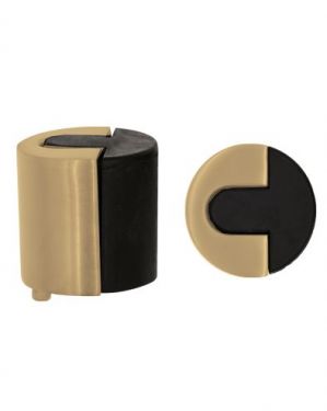 Click Here To Enlarge This Photo Of ZAS86-FSB - Zoo Hardware Large Round Floor Mounted Door Stop (40mm dia) Favo Satin Brass
