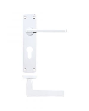 Click Here To Enlarge This Photo Of ZPA011EP-CP - Zoo Hardware Stanza 'Leon' Lever Handles on Euro Profile Backplate - Polished Chrome (Contract Range)