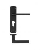 ZPA011EP-MB - Zoo Hardware Stanza 'Leon' Lever Handles on Euro Profile Backplate - Matt Black (Contract Range)