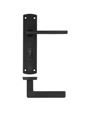 Click Here To Enlarge This Photo Of ZPA013-MB - Zoo Hardware Stanza 'Leon' Lever Handles on Bathroom Backplate - Matt Black (Contract Range)