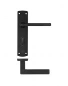 ZPA013-MB - Zoo Hardware Stanza 'Leon' Lever Handles on Bathroom Backplate - Matt Black (Contract Range)