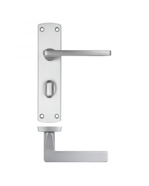 Click Here To Enlarge This Photo Of ZPA013-SC - Zoo Hardware Stanza 'Leon' Lever Handles on Bathroom Backplate - Satin Chrome (Contract Range)