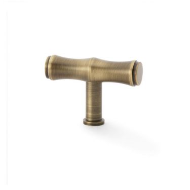 Click Here To Enlarge This Photo Of AW801B-55-AB - Alexander & Wilks Crispin Bamboo T-bar Cupboard Knob - Antique Brass