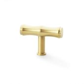 AW801B-55-SBPVD - Alexander & Wilks Crispin Bamboo T-bar Cupboard Knob - Satin Brass PVD