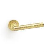AW223SB - Alexander & Wilks Spitfire Hammered Lever on Round Rose - Satin Brass