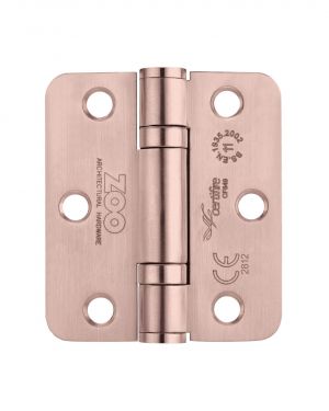 Click Here To Enlarge This Photo Of ZHSS7667R-TRG - Zoo Hardware Grade 11 CE Fire Rated Ball Bearing Hinges (Radius) 76 x 67 x 2.5mm - Tuscan Rose Gold
