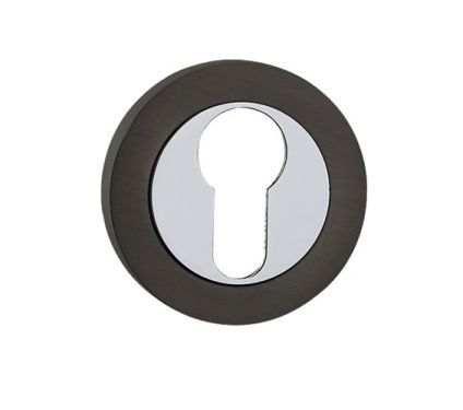 Click Here To Enlarge This Photo Of FGEESC-GMG - Fortessa Gotham Round Euro Profile Escutcheons (Gun Metal Grey/Polished Chrome)