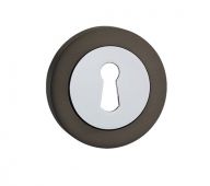 FGESC-GMG - Fortessa Gotham Round Keyhole Escutcheons (Gun Metal Grey/Polished Chrome)