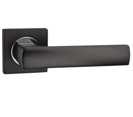 Click Here To Enlarge This Photo Of FGOOME-GMG - Fortessa Gotham 'Omega' Door Handle on Square Rose (Gun Metal Grey/Polished Chrome)