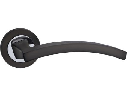 Click Here To Enlarge This Photo Of FGOPOL-GMG - Fortessa Gotham 'Polaris' Door Handle on Round Rose (Gun Metal Grey/Polished Chrome)