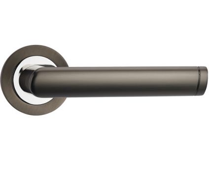 Click Here To Enlarge This Photo Of FGOSPE-GMG - Fortessa Gotham 'Spectre' Door Handle on Round Rose (Gun Metal Grey/Polished Chrome)