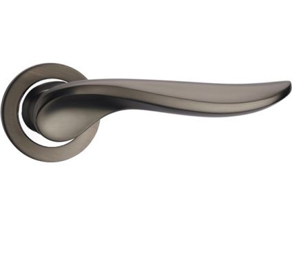 Click Here To Enlarge This Photo Of FGOVUL-GMG - Fortessa Gotham 'Vulcan' Door Handle on Round Rose (Gun Metal Grey/Polished Chrome)