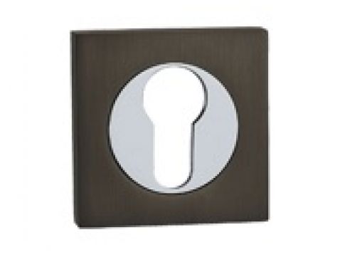 Click Here To Enlarge This Photo Of FGSEESC-GMG - Fortessa Gotham Square Euro Profile Escutcheons (Gun Metal Grey/Polished Chrome)