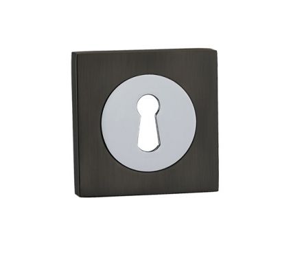 Click Here To Enlarge This Photo Of FGSESC-GMG - Fortessa Gotham Square Keyhole Escutcheons (Gun Metal Grey/Polished Chrome)