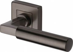 SQ1926-MB Heritage Brass Door Handle Lever on Rose Bauhaus Sq Design Matt Bronze Finish