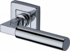 SQ1926-PC Heritage Brass Door Handle Lever on Rose Bauhaus Sq Design Polished Chrome Finish