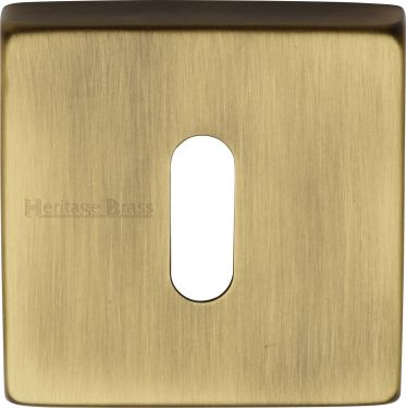 Click Here To Enlarge This Photo Of SQ5002-AT Heritage Brass Square Key Escutcheon Antique Brass Finish