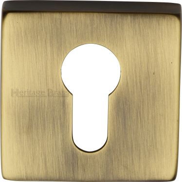 Click Here To Enlarge This Photo Of SQ5004-AT Heritage Brass Euro Profile Cylinder Escutcheon Antique Brass Finish