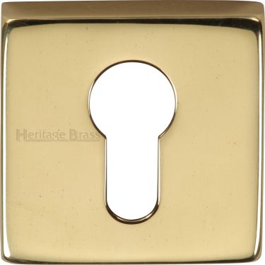 Click Here To Enlarge This Photo Of SQ5004-PB Heritage Brass Euro Profile Cylinder Escutcheon Polished Brass Finish