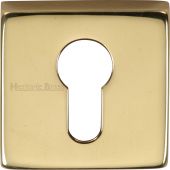 SQ5004-PB Heritage Brass Euro Profile Cylinder Escutcheon Polished Brass Finish
